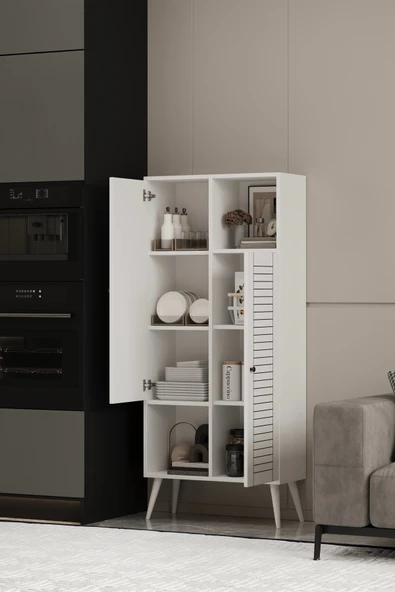 LUMEN ÇOK AMAÇLI MDF BEYAZ KİLER-MUTFAK DOLABI 160x70 cm - 3