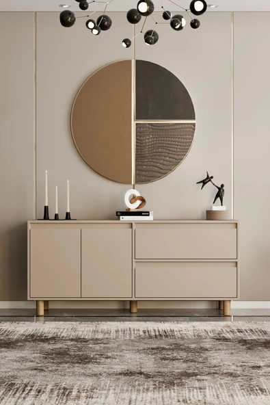 Mila Bej MDF 140 cm raflı konsol