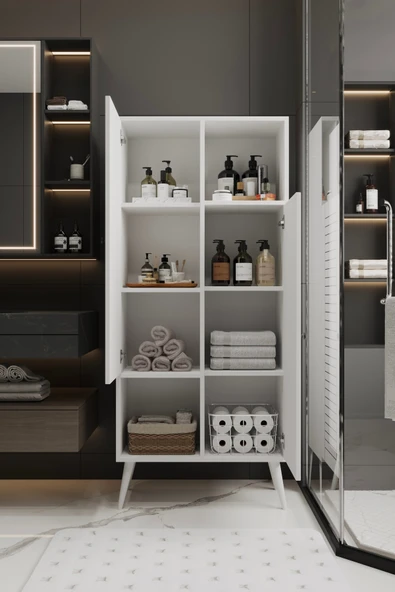 LUMEN ÇOK AMAÇLI MDF BEYAZ BANYO DOLABI 160x70 CM - 3