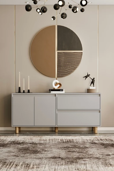 Mila sis gri mdf 160 cm raflı konsol