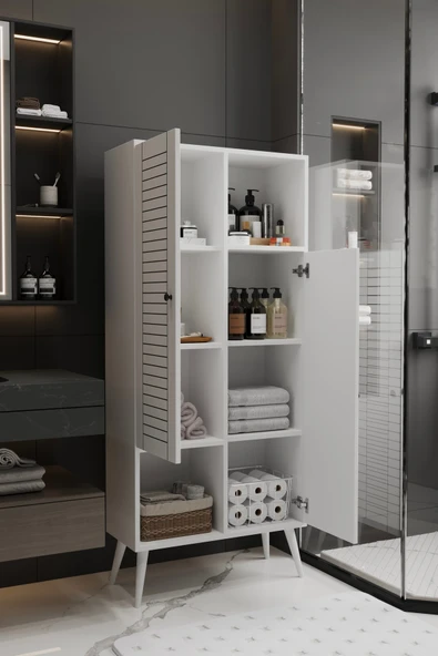LUMEN ÇOK AMAÇLI MDF BEYAZ BANYO DOLABI 160x70 CM - 4