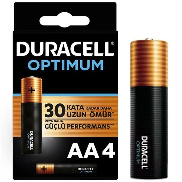 Duracell Optimum 1.5 Volt Alkalin AA 4’lü İnce Kalem Pil MX1500 ürün görseli 1