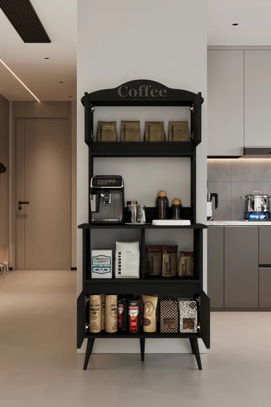 Forme MDF siyah raflı kahve köşesi 172 cm - 3