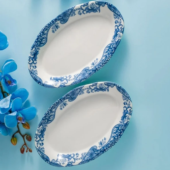 Fecra Vintage Blue 2'Li Kayık Tabak - 3