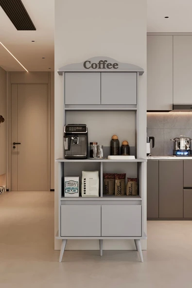 Forme MDF sis gri raflı kahve köşesi 172 cm