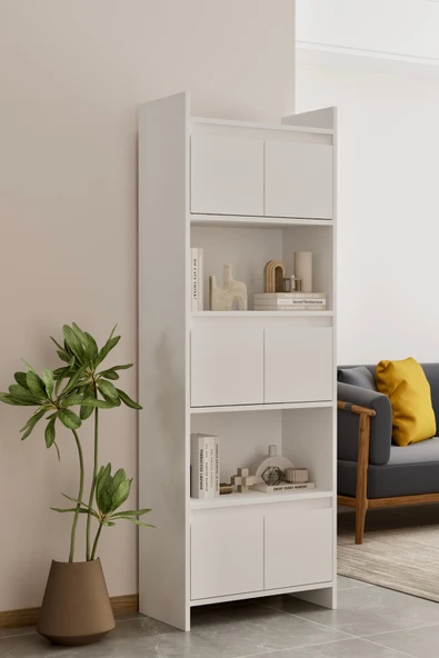Modo MDF beyaz Raflı Kapaklı Kitaplık 176 cm - 2