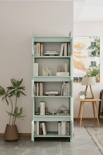 Modo MDF mint yeşili Raflı Kapaklı Kitaplık 176 cm - 4