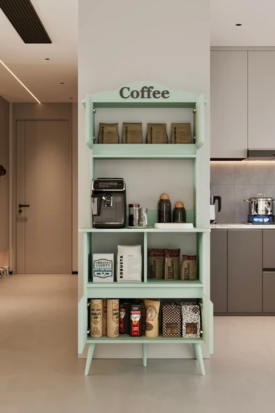 Forme MDF mint yeşili raflı kahve köşesi 172 cm - 3