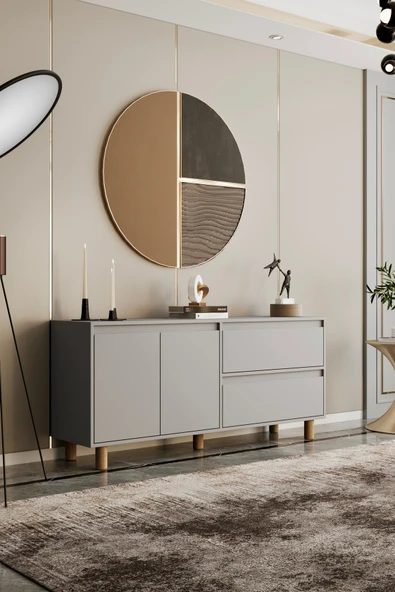 Mila sis gri mdf 160 cm raflı konsol - 2