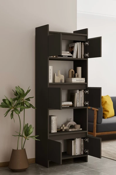 Modo MDF gri Raflı Kapaklı Kitaplık 176 cm - 3