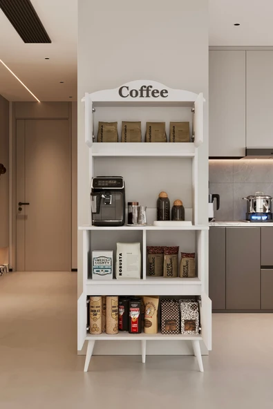 Forme MDF beyaz raflı kahve köşesi 172 cm - 3