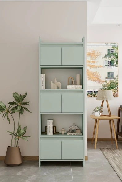 Modo MDF mint yeşili Raflı Kapaklı Kitaplık 176 cm