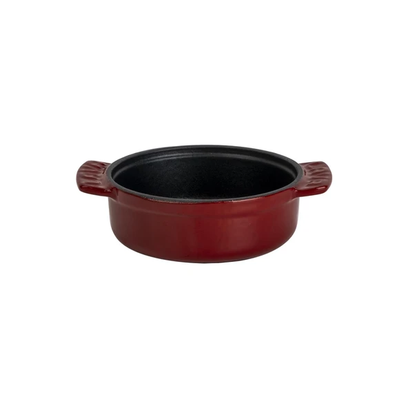 Lava Döküm Yuvarlak Güveç Kabı Döküm Demir Yekpare Çift Kulplu Çap(Ø)11cm.-Bordo ürün görseli