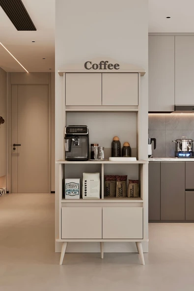 Forme MDF bej raflı kahve köşesi 172 cm