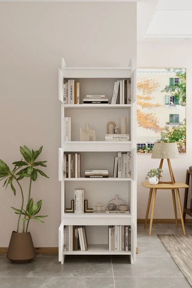 Modo MDF beyaz Raflı Kapaklı Kitaplık 176 cm - 4