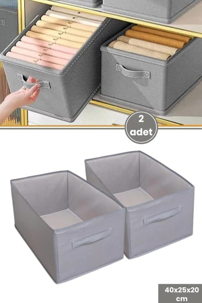 2’li Pantolon Kazak Düzenleyici Set, Elbise Kıyafet Çamaşır Saklama Kutusu Mukava Destekli (40x25cm)