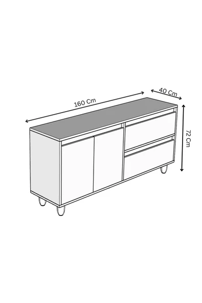 Mila sis gri mdf 160 cm raflı konsol - 4