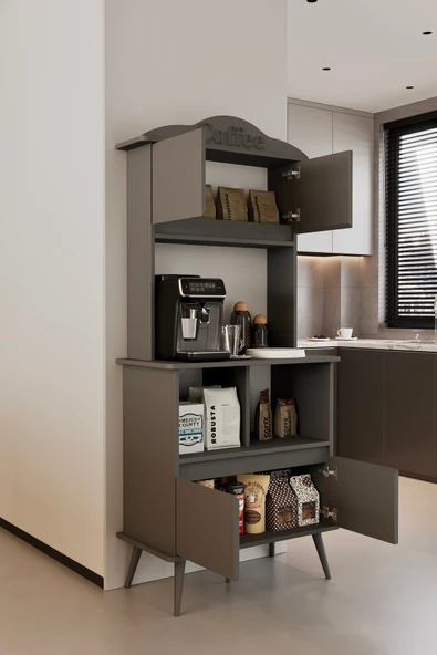 Forme MDF gri raflı kahve köşesi 172 cm - 4