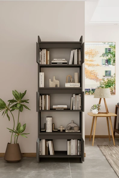 Modo MDF gri Raflı Kapaklı Kitaplık 176 cm - 4