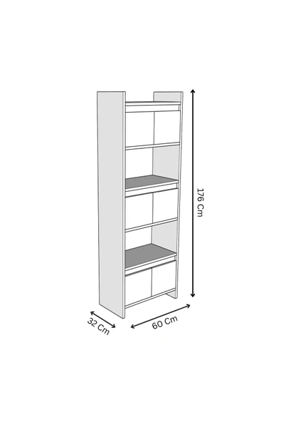 Modo MDF bej Raflı Kapaklı Kitaplık 176 cm - 5