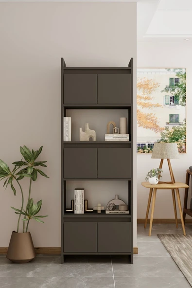 Modo MDF gri Raflı Kapaklı Kitaplık 176 cm