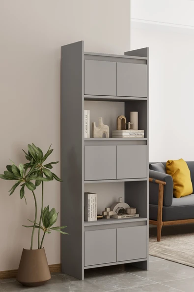 Modo MDF sis gri Raflı Kapaklı Kitaplık 176 cm - 2