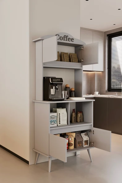 Forme MDF sis gri raflı kahve köşesi 172 cm - 4