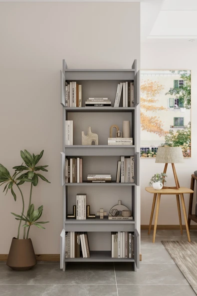 Modo MDF sis gri Raflı Kapaklı Kitaplık 176 cm - 4