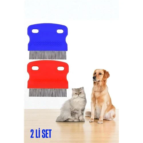 Modacar Kedi Köpek Bit Pire Tarağı Metal Uçlu Bit Tarağı 2 ADET SET - 1