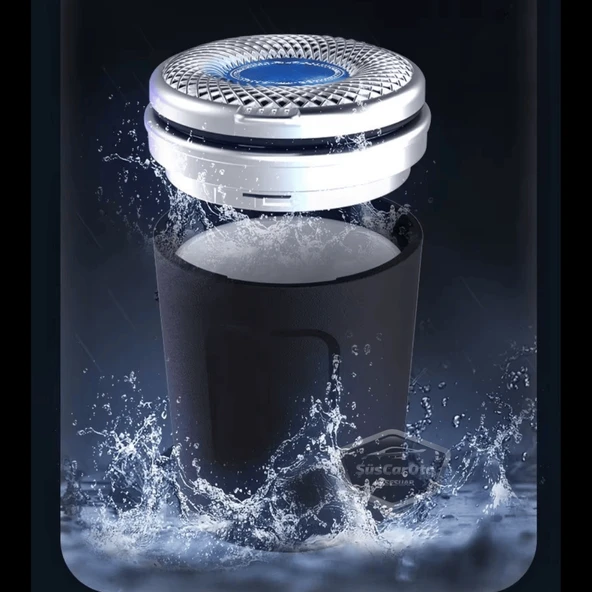 Üniversal Porselen Yanmaz Koku Geçirmez Altın Seramik Mavi Işıklı Lüx Oto Küllük Dumansız Kapaklı Spor Araç İçi Küllük Araba Küllüğü Gold - 4