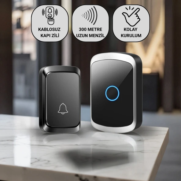 Polham 300 Metre Uzun Menzilli Kablosuz Kapı Zili, Ev, Ofis, İş Yeri, Yazlık İçin Yüksek Sesli Kapı Zili