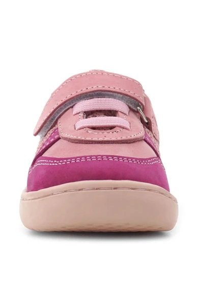 Rakerplus Bob Hakiki Deri Pembe Barefoot Cırtlı Lastikli Bebek Sneaker Ayakkabı - 4
