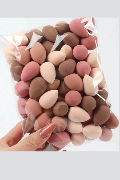 10'lu Kahve Tonlarında Mini Makyaj Süngeri Seti – Fondöten, Pudra, Kontür ve Harmanlama İçin Islak/Kuru Kullanıma Uygun (Rastgele Tonlar) - Resim 3