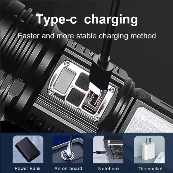 Valkyrie Şarjlı El Feneri 5400mAh 30W 9 Mod Powerbank Özellikli 6KM Aydınlatma - 7