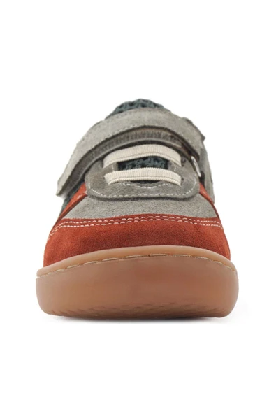 Rakerplus Bob Hakiki Deri Gri Yeşil Barefoot Cırtlı Lastikli Bebek Sneaker Ayakkabı - Resim 4