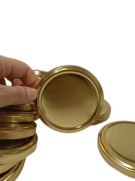 Konserve Kavanoz Kapağı 100 Adet 82mm Altın Kapak - 5