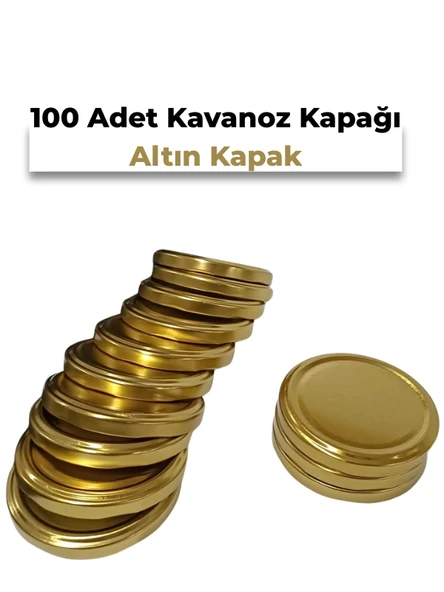 Konserve Kavanoz Kapağı 100 Adet 82mm Altın Kapak - 1