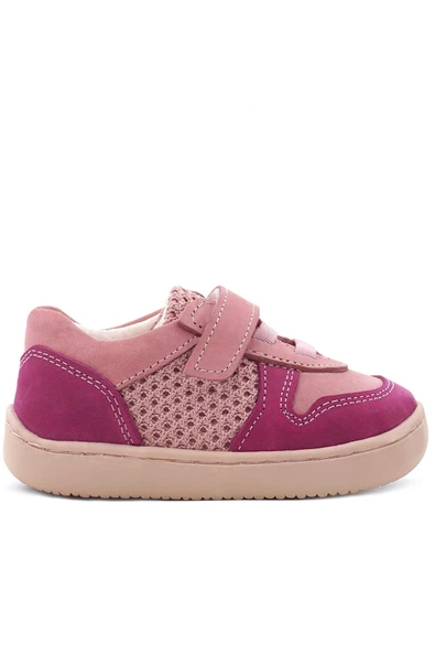 Rakerplus Bob Hakiki Deri Pembe Barefoot Cırtlı Lastikli Bebek Sneaker Ayakkabı - 3