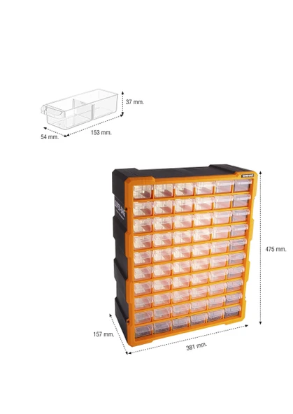 Süper Bag Monoblok Çekmece Seti Hobi Boncuk Vida Dübel Avadanlık Organizer 60 Çekmeceli ASR6000 Monoblok - Resim 2