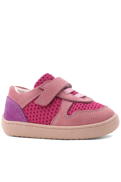 Rakerplus Bob Hakiki Deri Pembe Mor Barefoot Cırtlı Lastikli Bebek Sneaker Ayakkabı - Resim 12