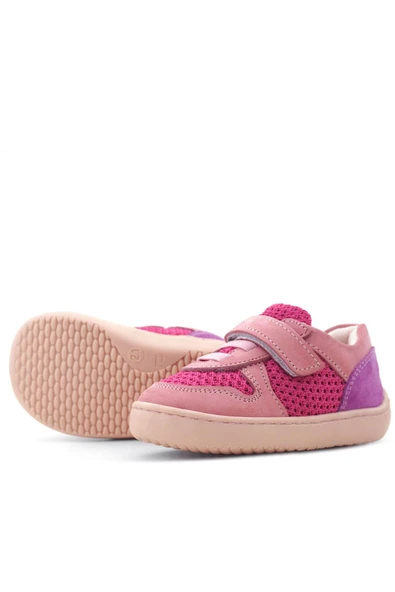 Rakerplus Bob Hakiki Deri Pembe Mor Barefoot Cırtlı Lastikli Bebek Sneaker Ayakkabı - Resim 7