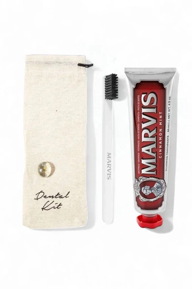 Marvis Cinnamon Mint Diş Macunu 85 ml + Yumuşak Beyaz Diş Fırçalı Dental Kit ürün görseli