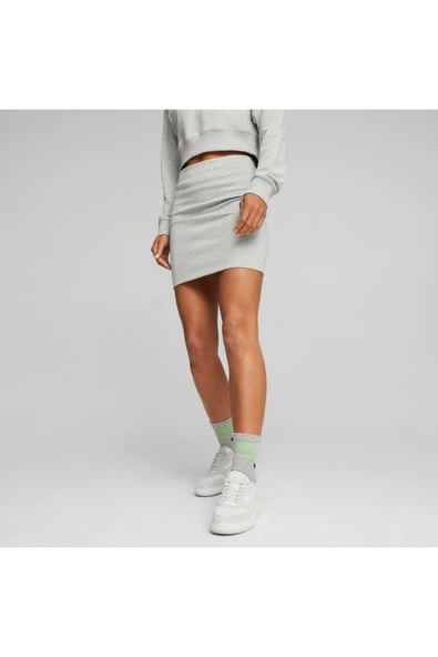 Puma CLASSICS Ribbed Skirt Light Gray Heather ürün görseli