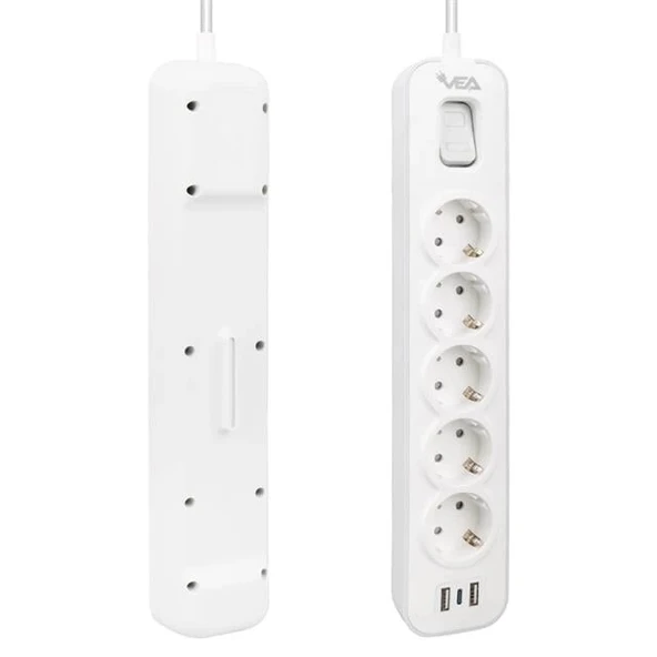 Vea VE-NOVA105U A Class 5'li 2 Usb'li Anahtarlı 1.5 Metre Akım Korumalı Priz - 2