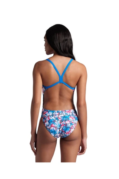 ARENA WOMEN'S ARENA MULTI CAMO SWIMSUIT CHALLENGE BACK BLUE RIVER WHITE MULTI - 3