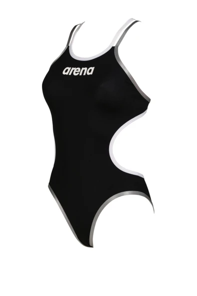 ARENA W ARENA ONE DOUBLE CROSS BACK ONE PIECE BLACK WHITE SILVER - Resim 2