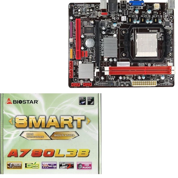 Biostar A780l3b Ddr3 Pcıe 16x V2.0 Am3 Matx Fx Işlemcileri Desteklemez ürün görseli 1