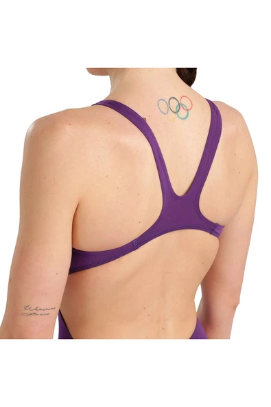 ARENA Team Swimsuit Swim Tech Solid Kadın Mor Yüzücü Mayosu 004763911 - Resim 5