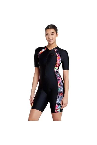 Zoggs Stellar Kneesuit Sleeve Print Kadın Mayosu
