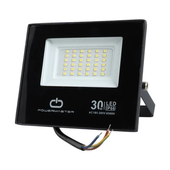 Powermaster PM-22585 30 Watt - 220 Volt 6500K IP66 150* Işık Açısı Siyah Slim Kasa Led Projektör